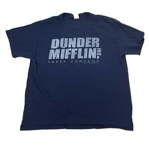 The Office Dunder Mifflin Paper Company shirt mens large short sleeve blue